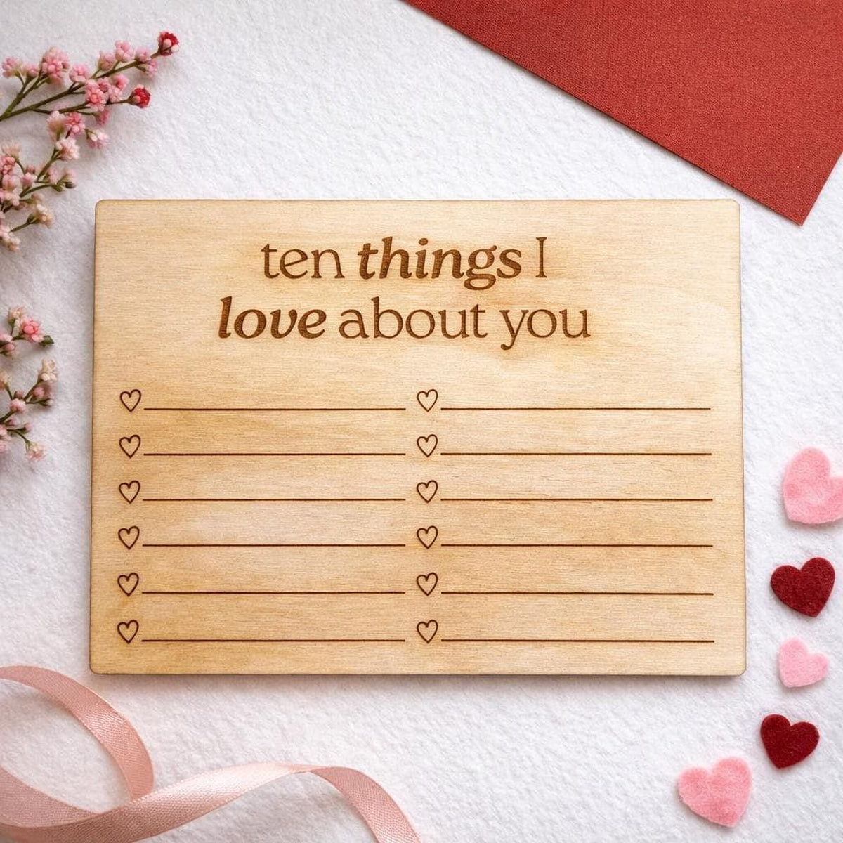 Engraved Wooden Love Note - Laser Engraved Card | Personalized Keepsake Gift