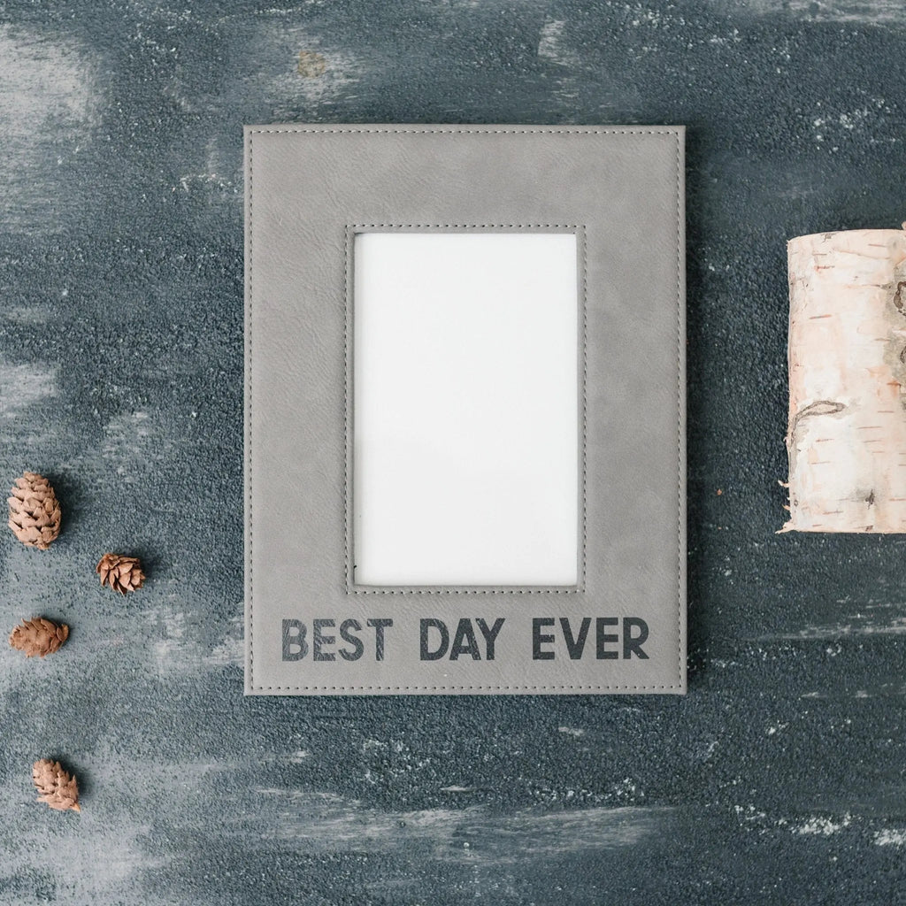 Leather Photo Frame – Elegant Faux Leather Frame For Birthday Gift Her