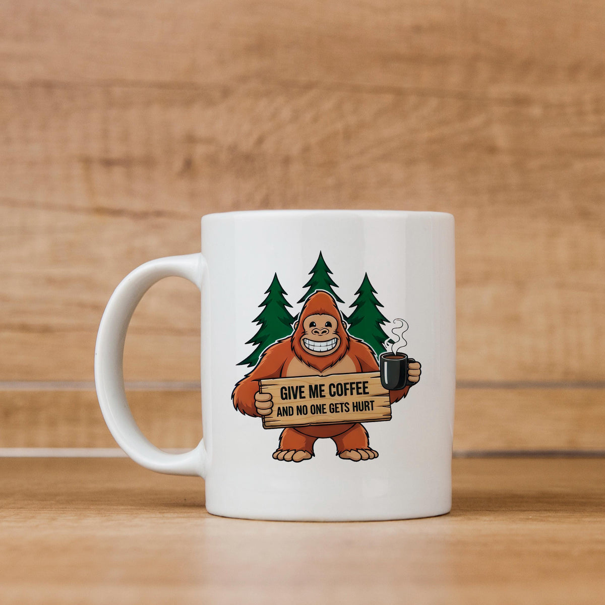 Funny Bigfoot Coffee Mug – Camping Humor Mug With Humorous Coffee Quote