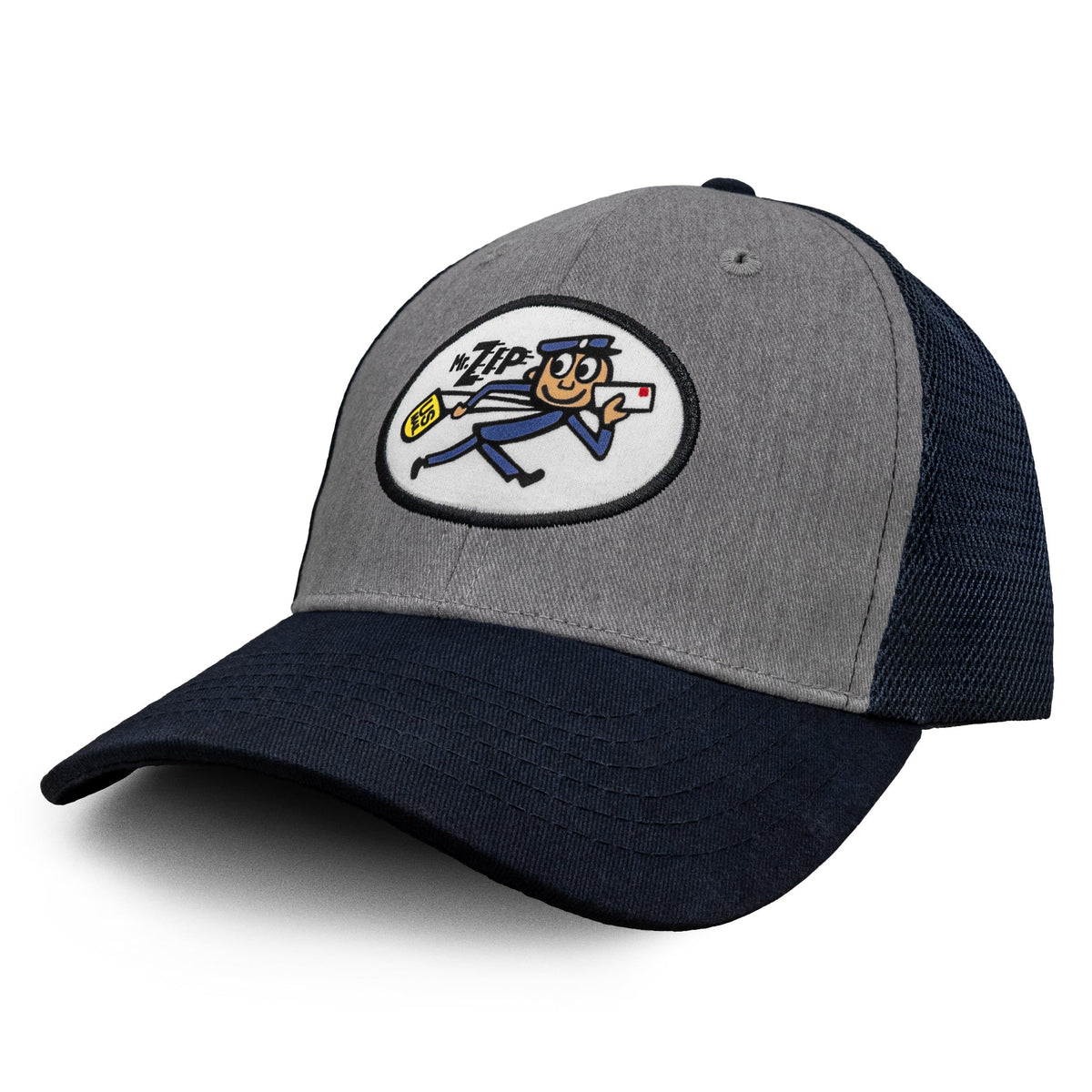 USPS Mr Zip Mesh Back Hat - Gray and Navy Blue