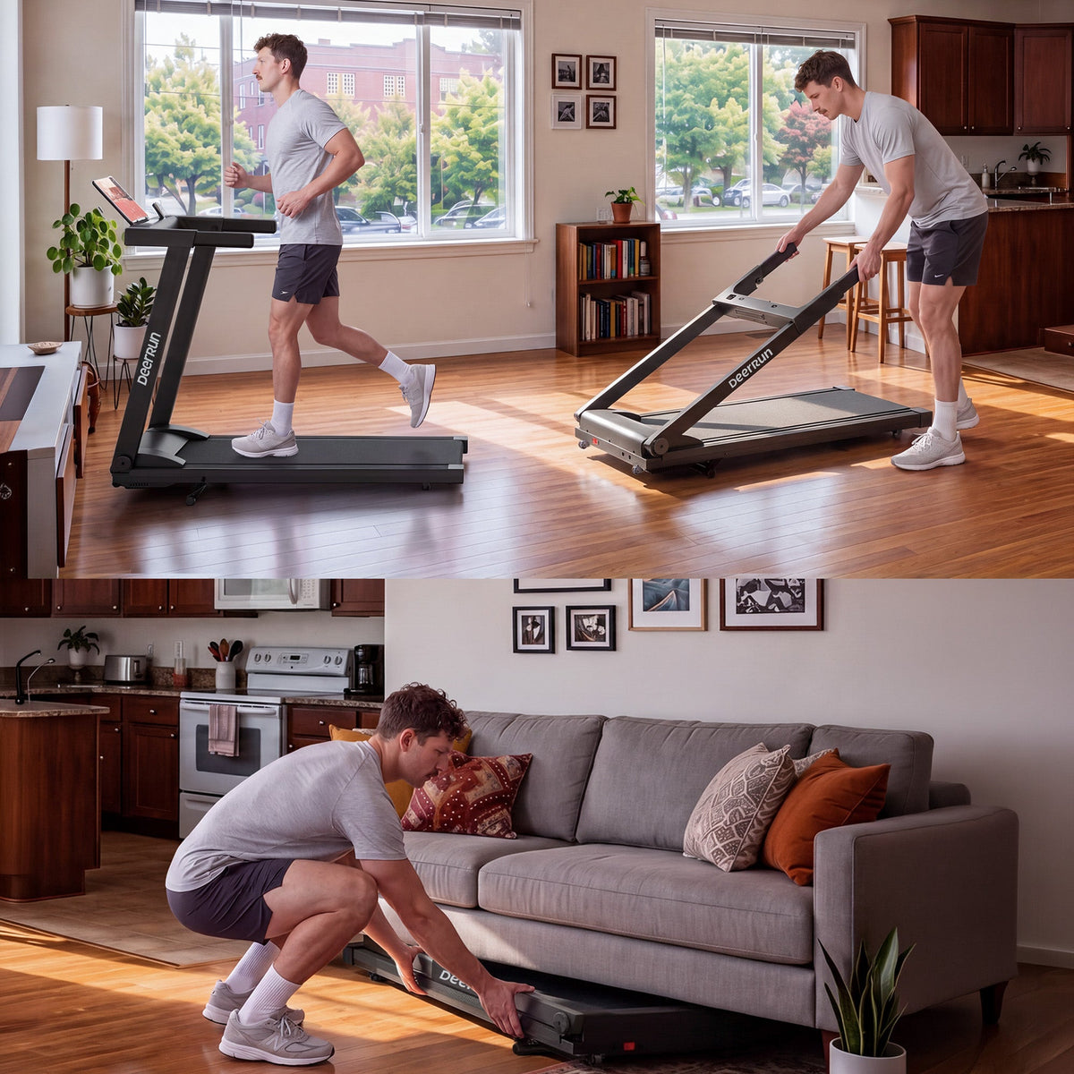 DeerRun All-New 2026 A1 Pro Move+ Smart Foldable Treadmill with 6% Incline & NFC | 350 lbs, 10 mph, Black