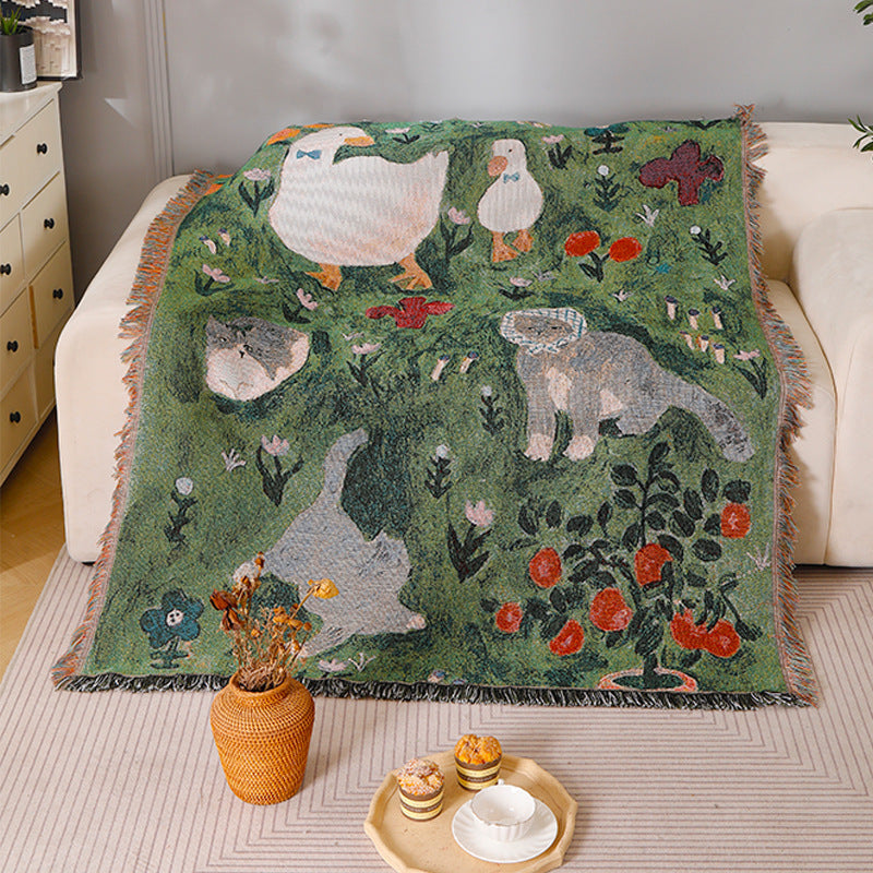 Ancient-style Artistic Tapestry Sofa Blanket Knitted Throw Blanket