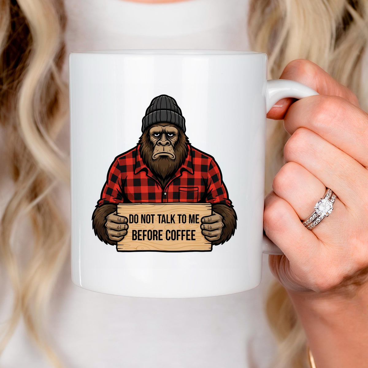 Funny Bigfoot Mug – Grumpy Sasquatch Coffee Cup | Don’t Talk Before Coffee