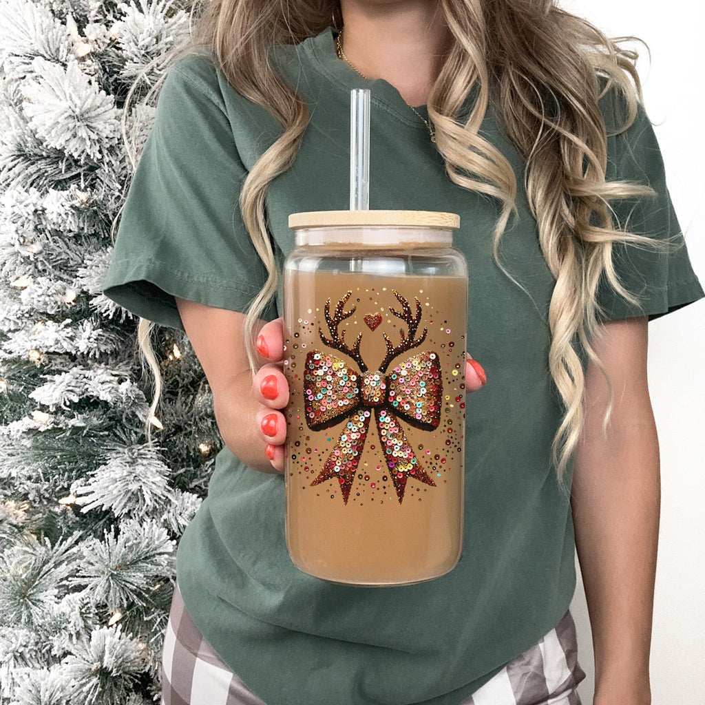 Sequin Bow Antlers 17oz