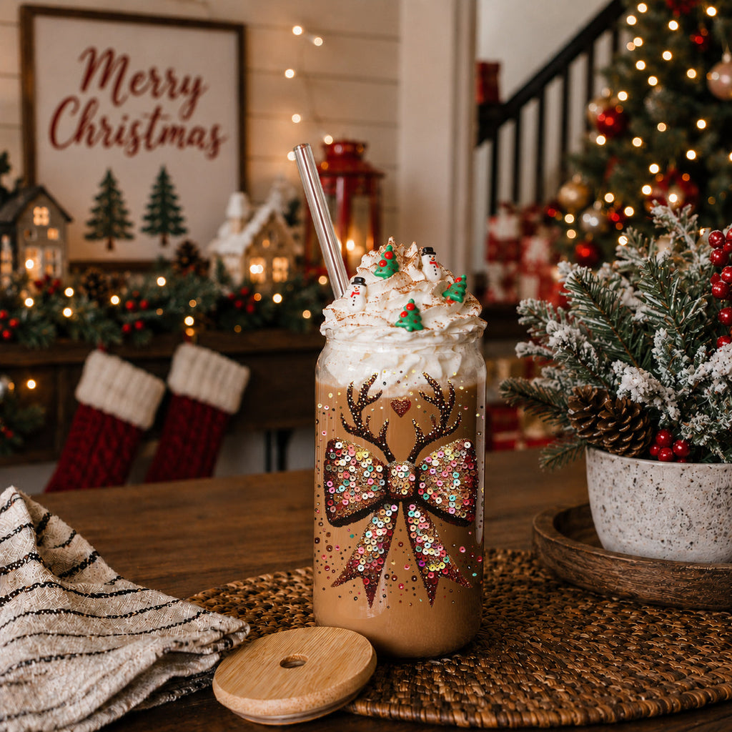 Sequin Bow Antlers 17oz