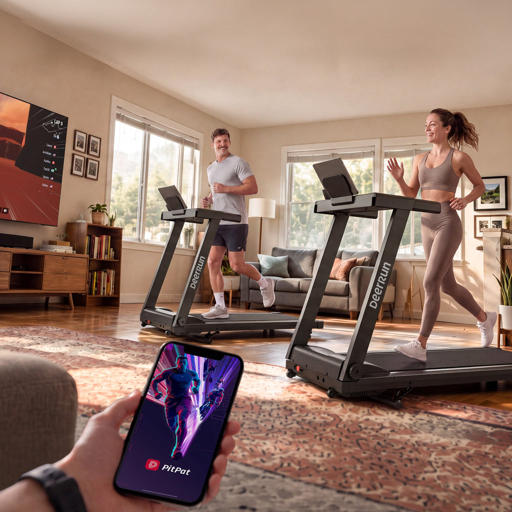DeerRun All-New 2026 A1 Pro Move+ Smart Foldable Treadmill with 6% Incline & NFC | 350 lbs, 10 mph, Black