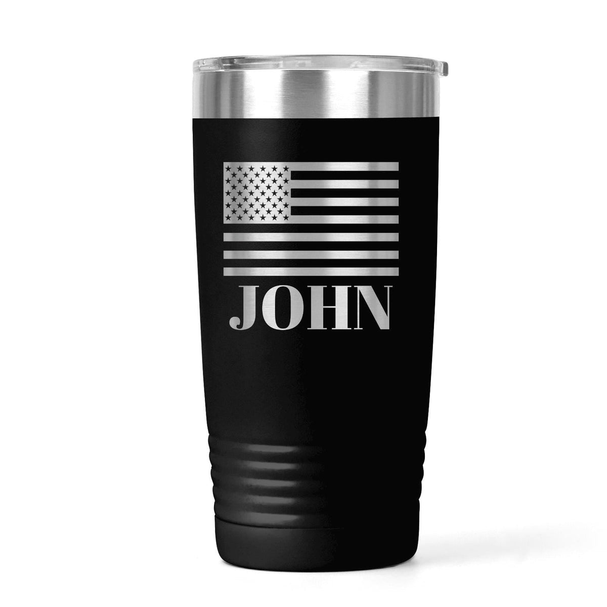 Personalized Flag Tumbler - Patriotic Water Bottle with Custom Name, Insulated Stainless Steel