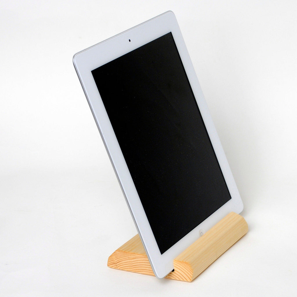 Wood iPad Stand - Custom Monogram Engraved Tablet Holder & Charging Station Dock