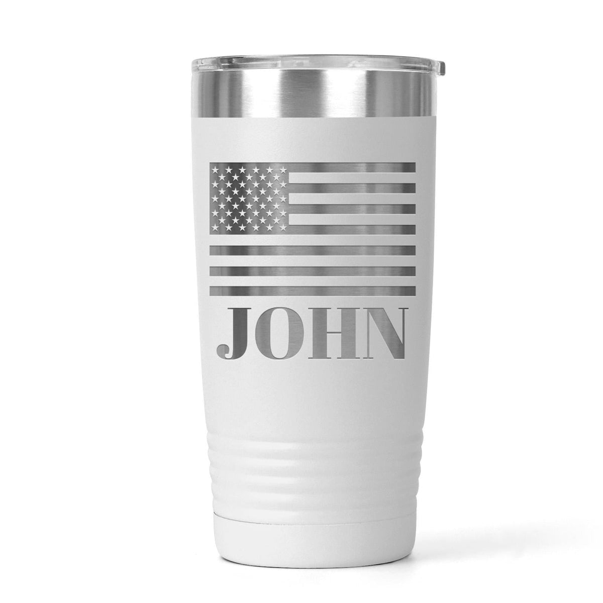 Personalized Flag Tumbler - Patriotic Water Bottle with Custom Name, Insulated Stainless Steel
