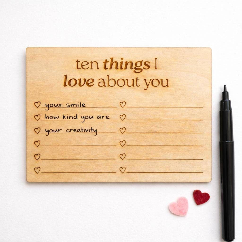 Engraved Wooden Love Note - Laser Engraved Card | Personalized Keepsake Gift