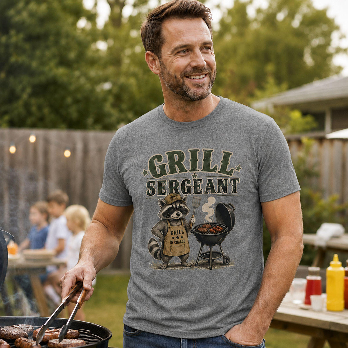 Grill Sergeant Shirt - Funny Dad Gift | BBQ Cookout Shirt, Backyard BBQ Tee