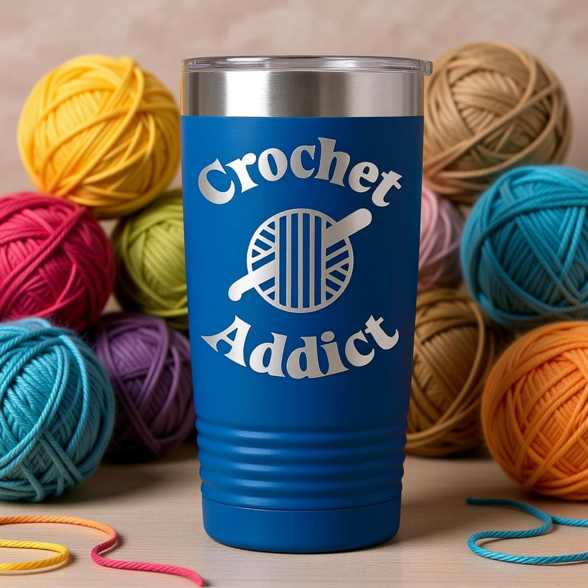 Insulated Travel Mug - 20 oz Engraved Tumbler With Double Wall Insulation For Crochet Lovers