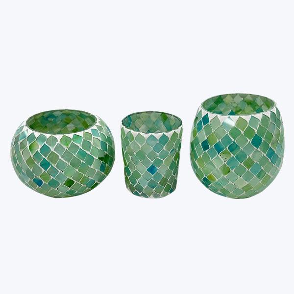 Luminescent Turquoise Gem: Cylindrical Mosaic Vessels