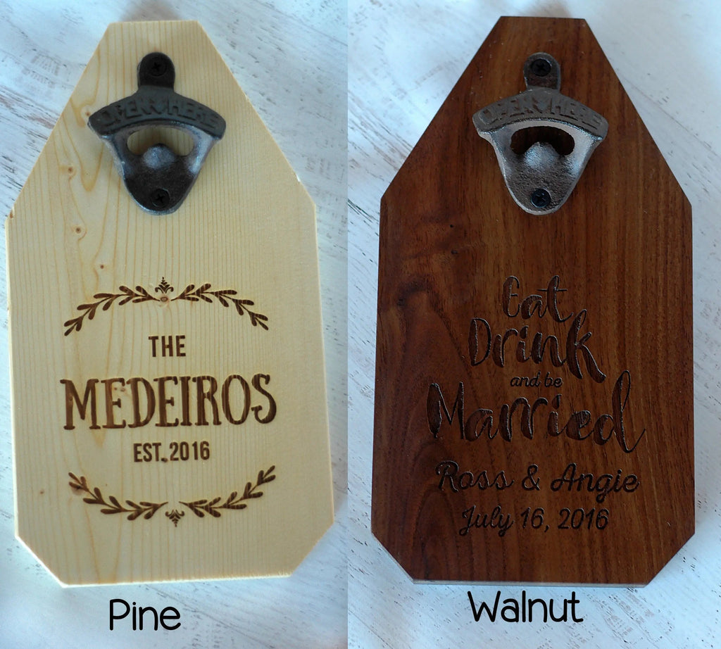 Personalized Wood Sign | Engraved Bottle Opener with Rustic Mountain Cabin Decor & Family Name
