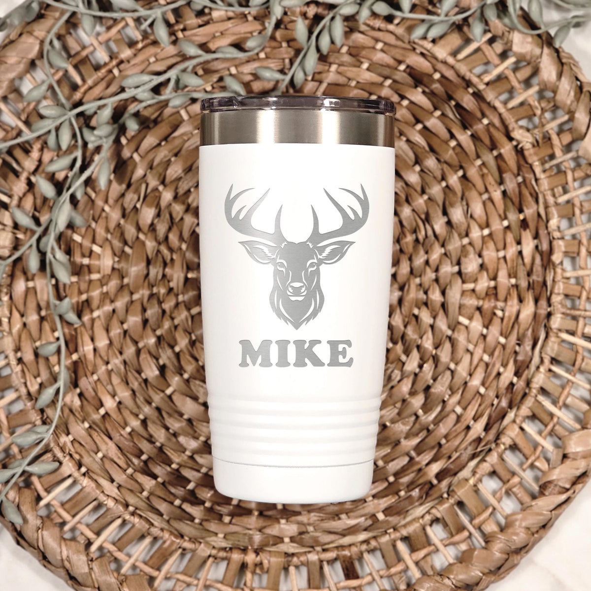 Personalized Deer Hunting Tumbler with Custom Name, Insulated Travel Mug for Outdoor Enthusiasts, Keeps Beverages Hot or Cold